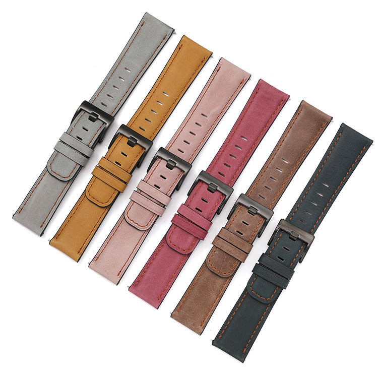 Simple Top Layer Cowhide Smart Watch Strap
