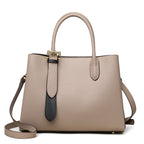 Niche Contrast Color One Shoulder Western Style Portable Female Genuine Leather Bag