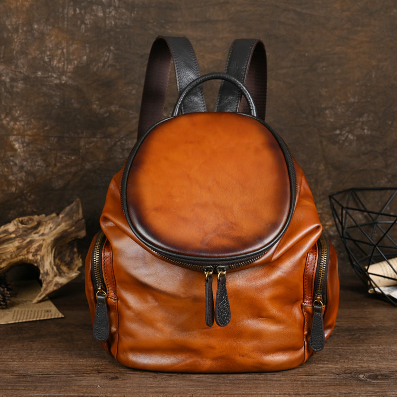 Soft Leather Backpack Bag Retro Leisure Forest Style Women's Bag European And American Bags