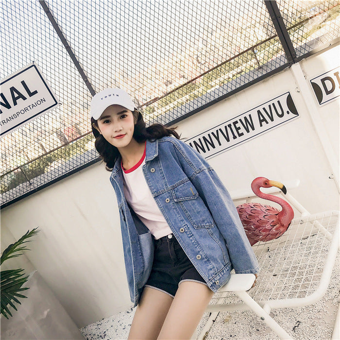 Retro All-match Loose Patch Denim Jacket