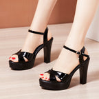 Women's Chunky Heel Summer New Patent Leather Plus Size Platform Women's Shoes