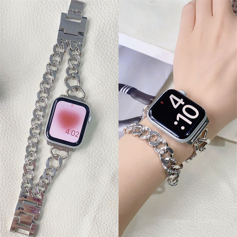 Double Ring Chain Metal Diamond Strap