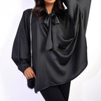 Fashion Bowknot Lace-up Long Sleeve Loose Shirt