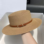 Straw Wide Brim Sun Protection Flat Top Hat Children