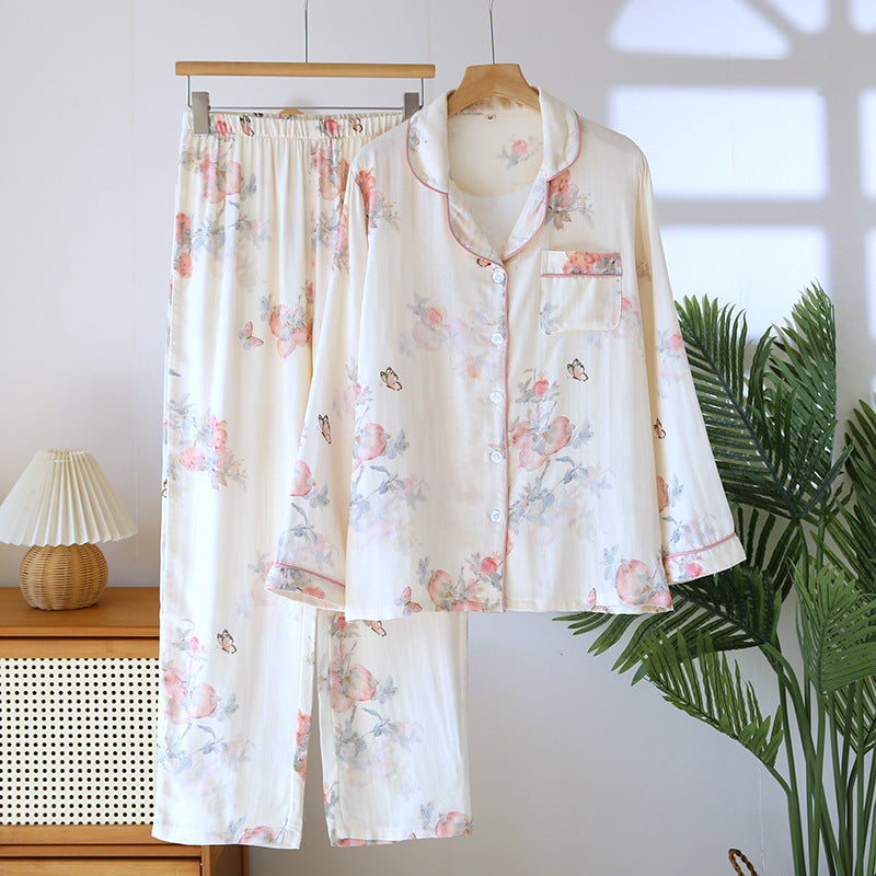 Women's Spring And Autumn Long Sleeve Thin Summer Bamboo Fiber Home Wear Suit