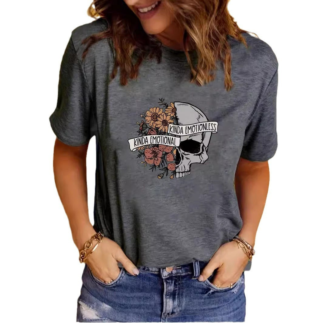 Summer Women's Graphic Print Crew Neck Short-sleeved T-shirt