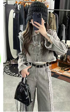 Women's Retro Hemp Rope Tassel Loose Jeans